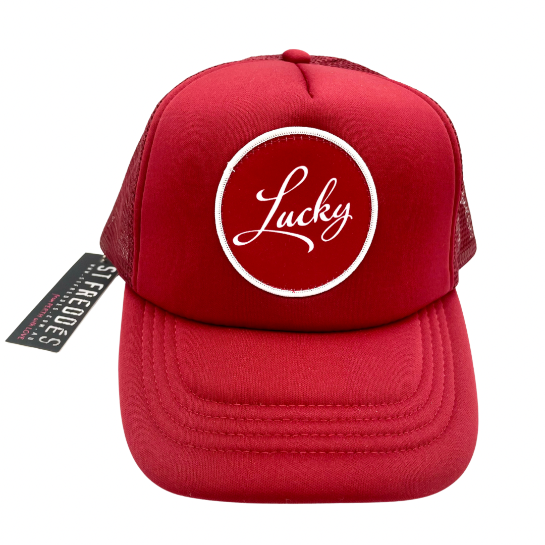 St Freddes Trucker Hat - Red Lucky Script Foam Palette Trucker Snapback