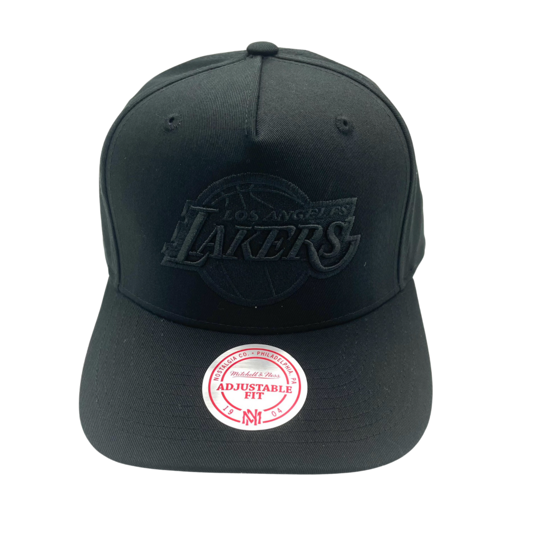 LA Lakers Hat - Black on Black NBA Team Logo Snapback Cap - Mitchell & Ness