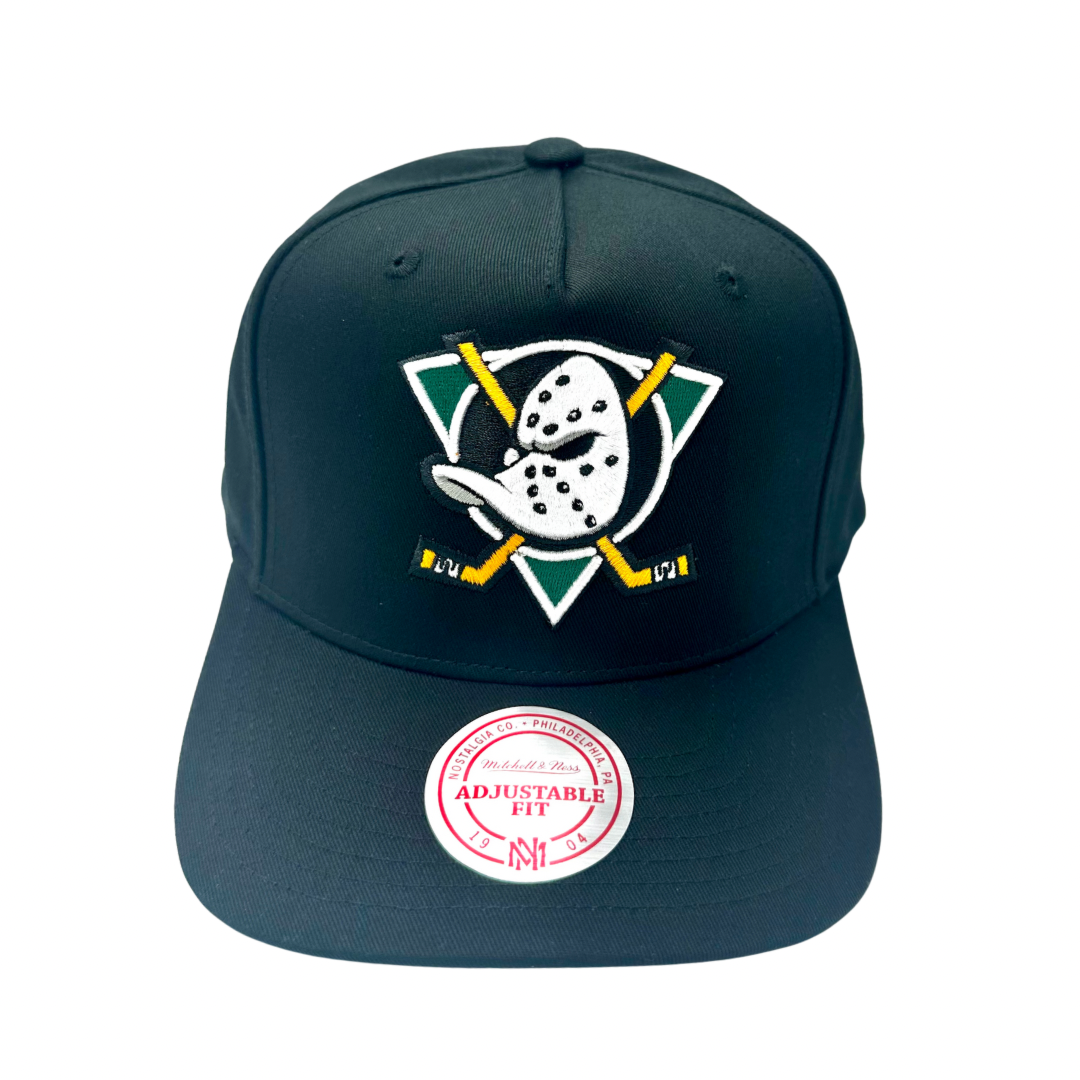 Anaheim Ducks Hat - Black NHL Team Colour Logo Vintage Hockey Snapback Cap - Mitchell & Ness