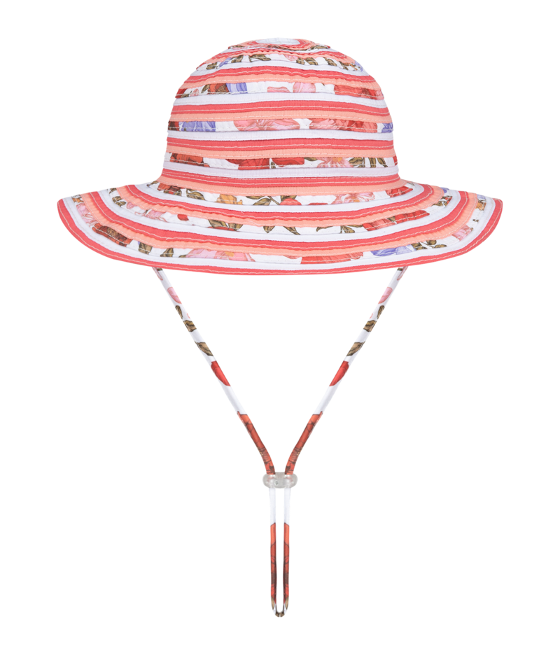 Millymook Girls Floppy Hat - Watermelon Floral Stripe - Phillipa