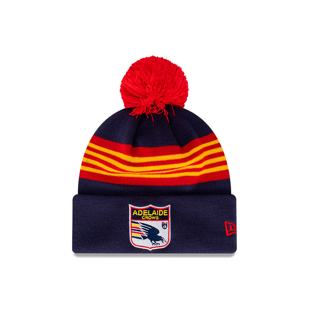 Adelaide Crows Beanie - 2024 AFL Official Team Colour Retro Collection Pom Knit - New Era