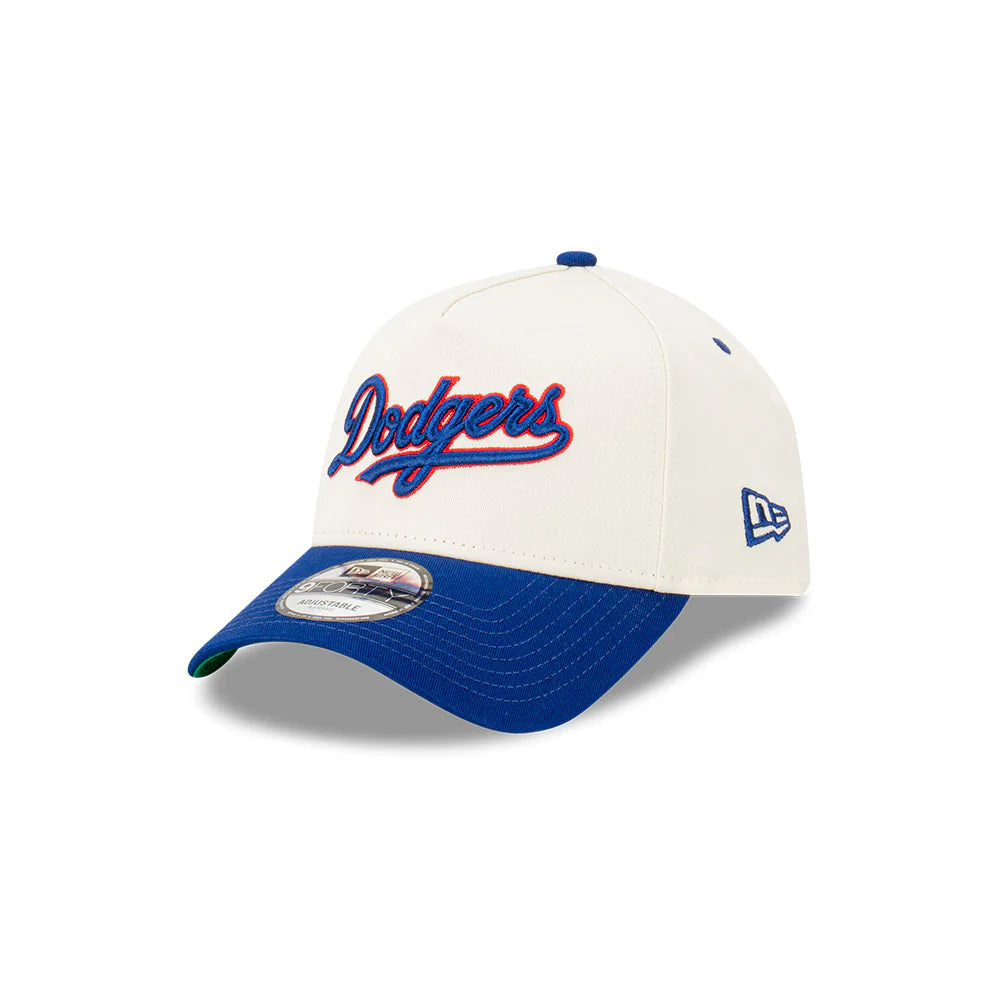LA Dodgers Hat - 2-Tone Blue Chrome Script 9Forty A-Frame MLB Snapback Cap - New Era