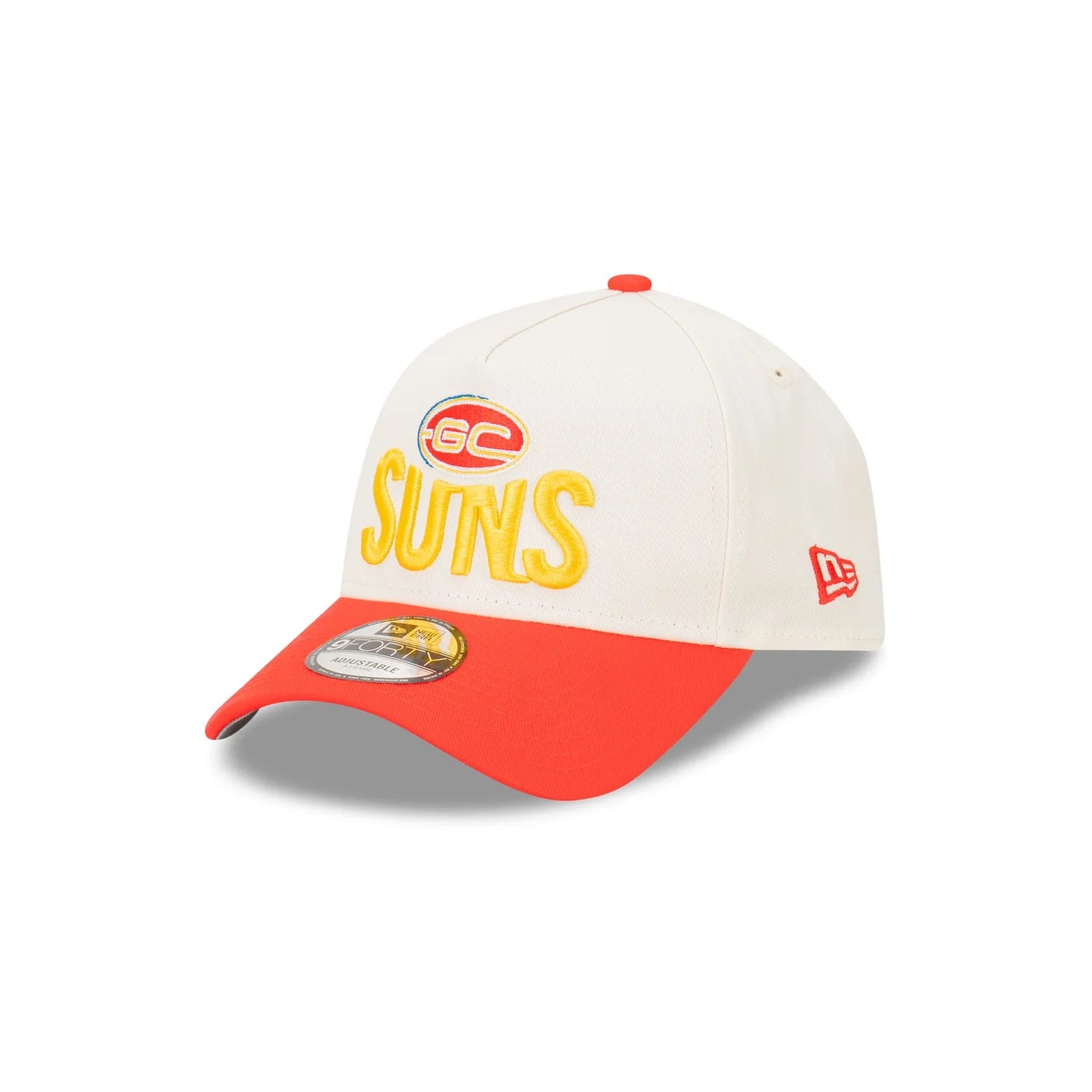 Gold Coast Suns Hat - 2-Tone Chrome Red 9Forty A-Frame AFL Snapback Cap - New Era