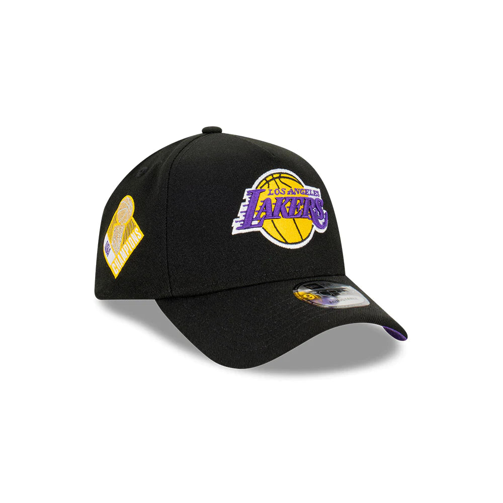 LA Lakers Hat - A-Frame 9Forty NBA Champs Larry O'brien Trophy Snapback Cap - New Era