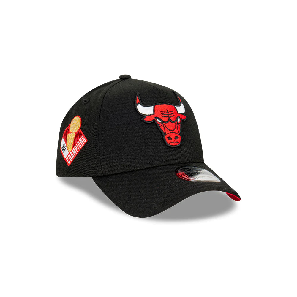 Chicago Bulls Hat - A-Frame 9Forty NBA Champs Larry O'brien Trophy Snapback Cap - New Era
