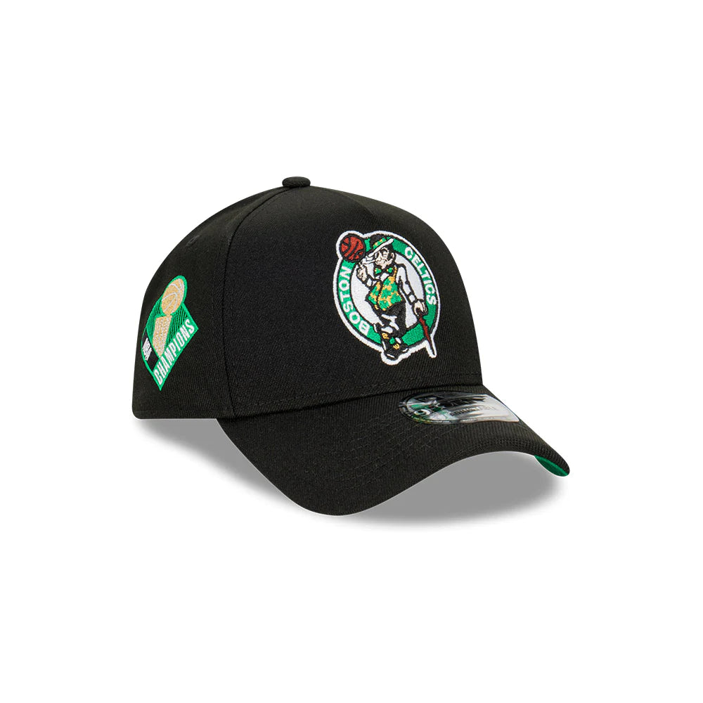Boston Celtics Hat - A-Frame 9Forty NBA Champs Larry O'brien Trophy Snapback Cap - New Era