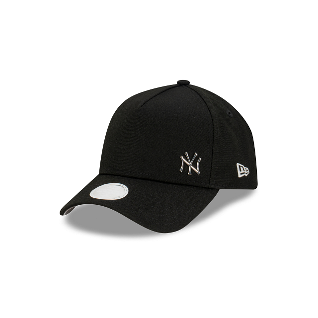 New York Yankees Women's Cap - MLB Black Metal Flawless 9Forty A-Frame Strapback Hat - New Era