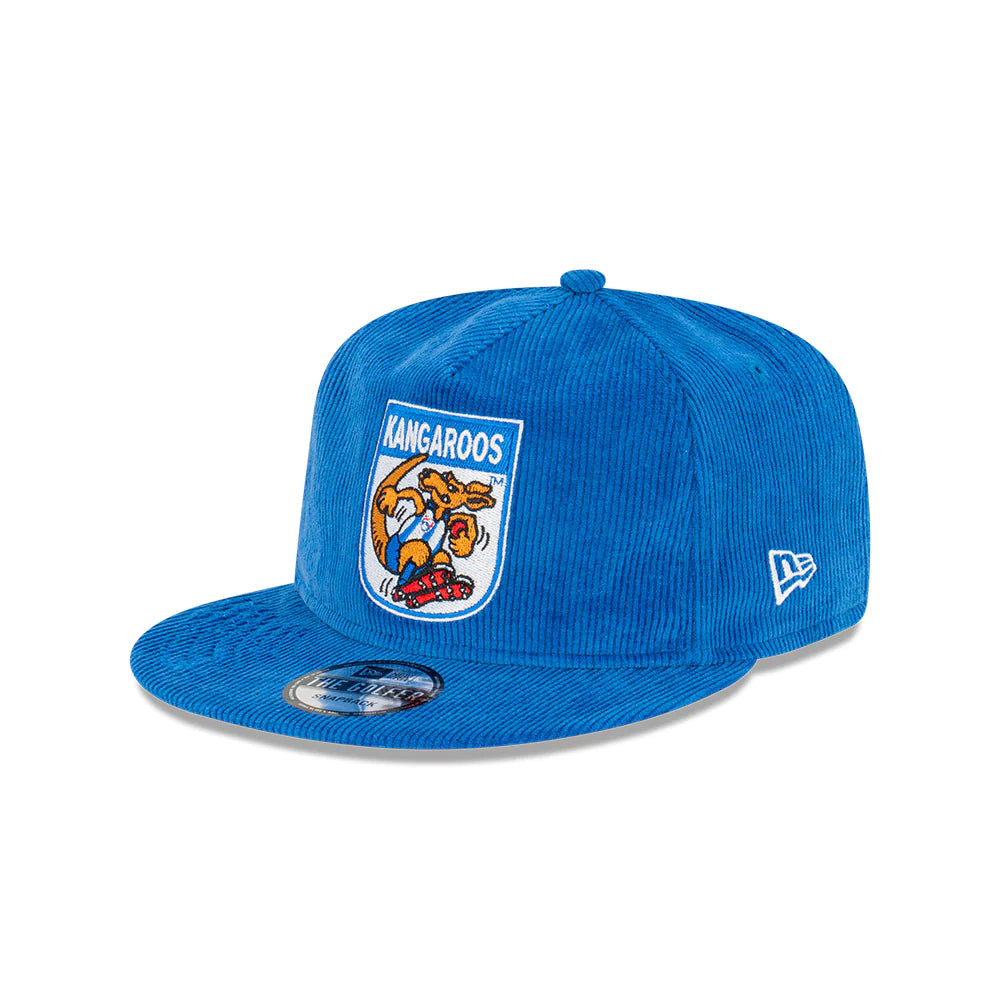 North Melbourne Kangaroos Hat - 2023 AFL Mascot Blue Corduroy The Golfer Snapback Cap - New Era
