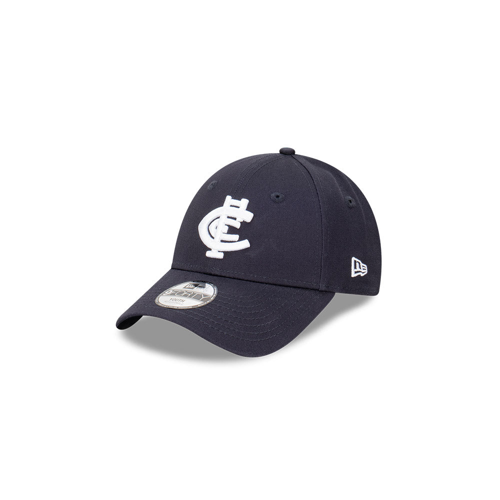 Carlton Blues Kids Hat - AFL 2024 Official Team Colour Navy 9Forty Kids Strapback Cap - New Era - Youth - Child - Toddler