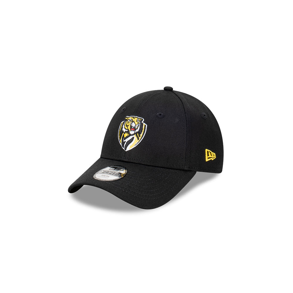 Richmond Tigers Kids Hat - AFL 2024 Official Team Colour Black 9Forty Kids Strapback Cap - New Era - Youth - Child - Toddler