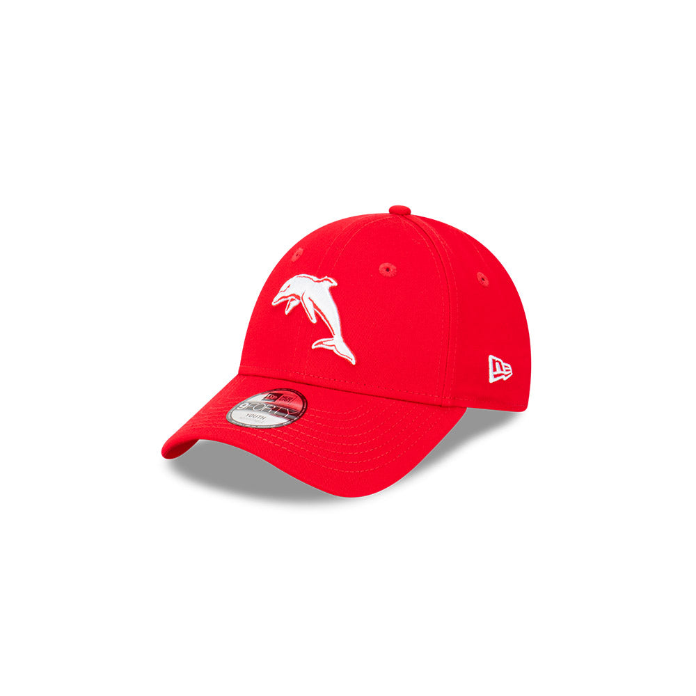 The Dolphins Youth Hat - NRL 2024 Official Team Colour 9Forty Kids Strapback Cap - New Era