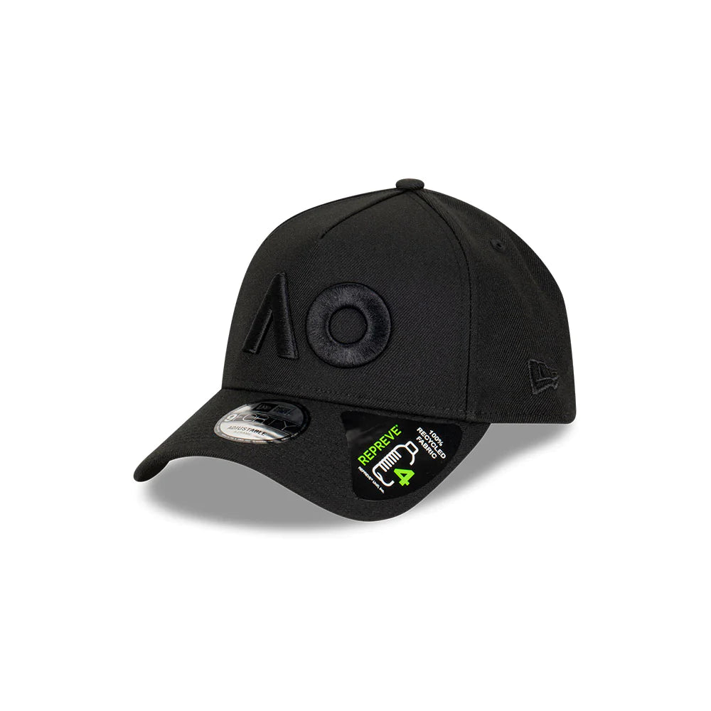 Australian Open Hat - 2024 Official Core AO Black 9Forty A-Frame Strapback Cap - New Era