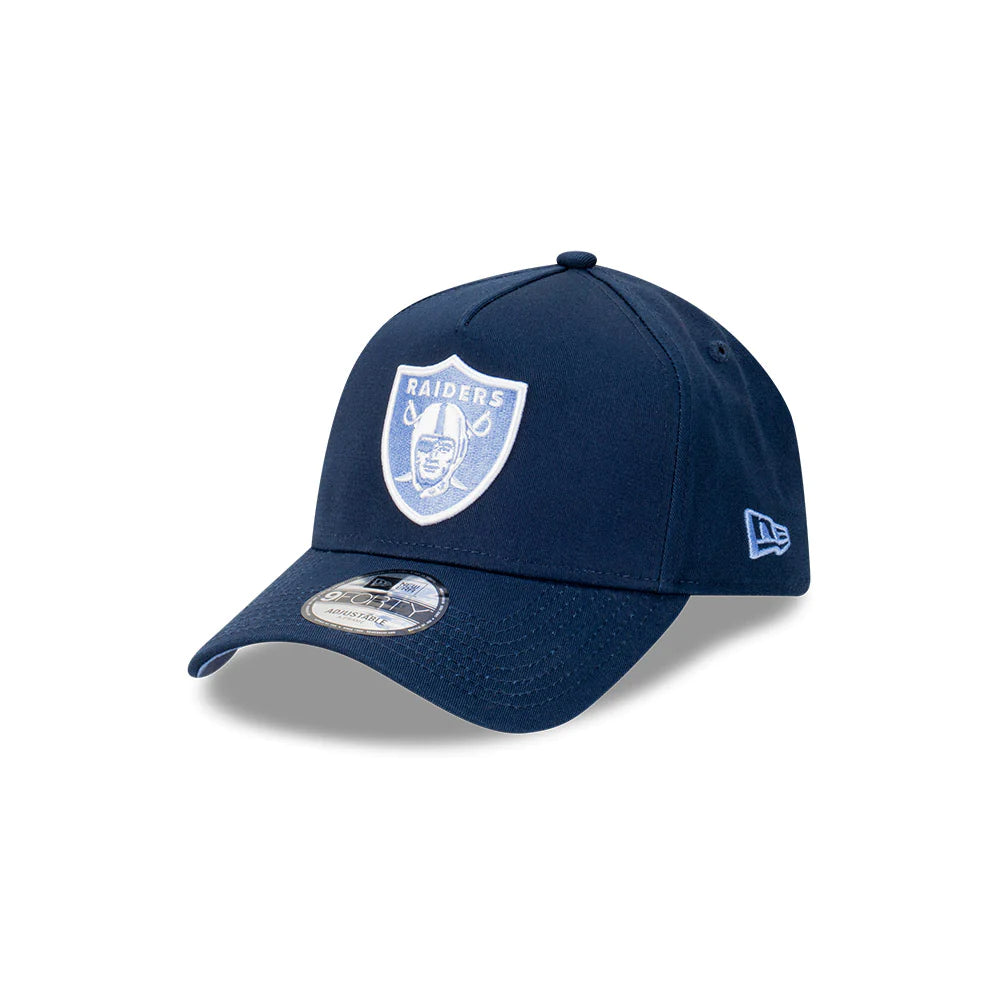 Las Vegas Raiders Hat - Midnight Ice Blue 9Forty A-Frame NFL Snapback Cap - New Era