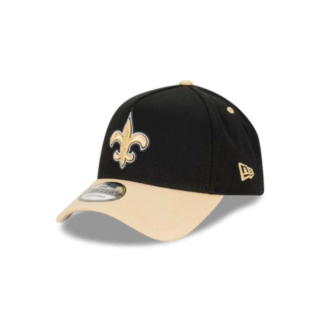 New Orleans Saints Hat - 2-Tone Black Light Gold 9Forty A-Frame NFL Snapback Cap - New Era