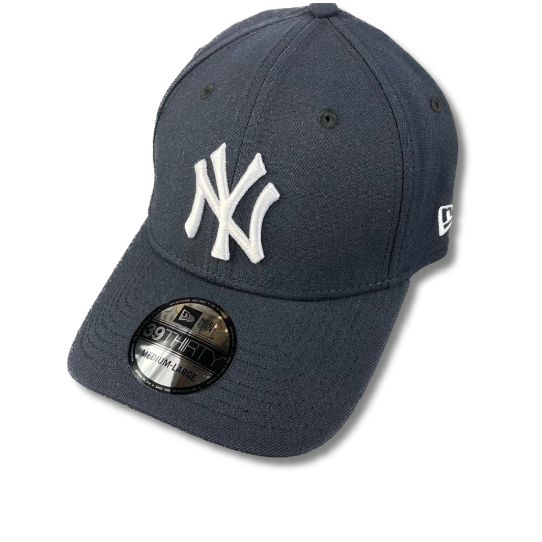 New York Yankees Hat - Navy MLB Logo Side Hit Curved Brim 39Thirty Cap - New Era