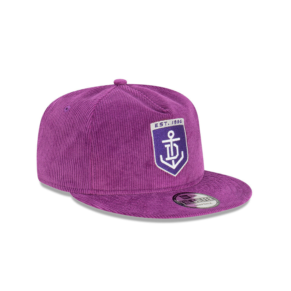 Fremantle Dockers Hat - 2023 AFL Purple Corduroy The Golfer Snapback - New Era