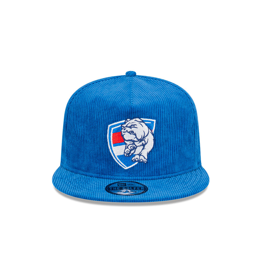 Western Bulldogs Hat - 2023 AFL Blue Corduroy The Golfer Snapback - New Era