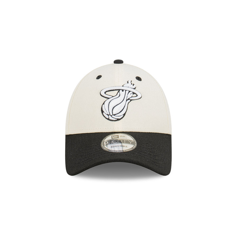 Miami Heat Hat - Chrome White & Black 9Forty NBA Snapback - New Era