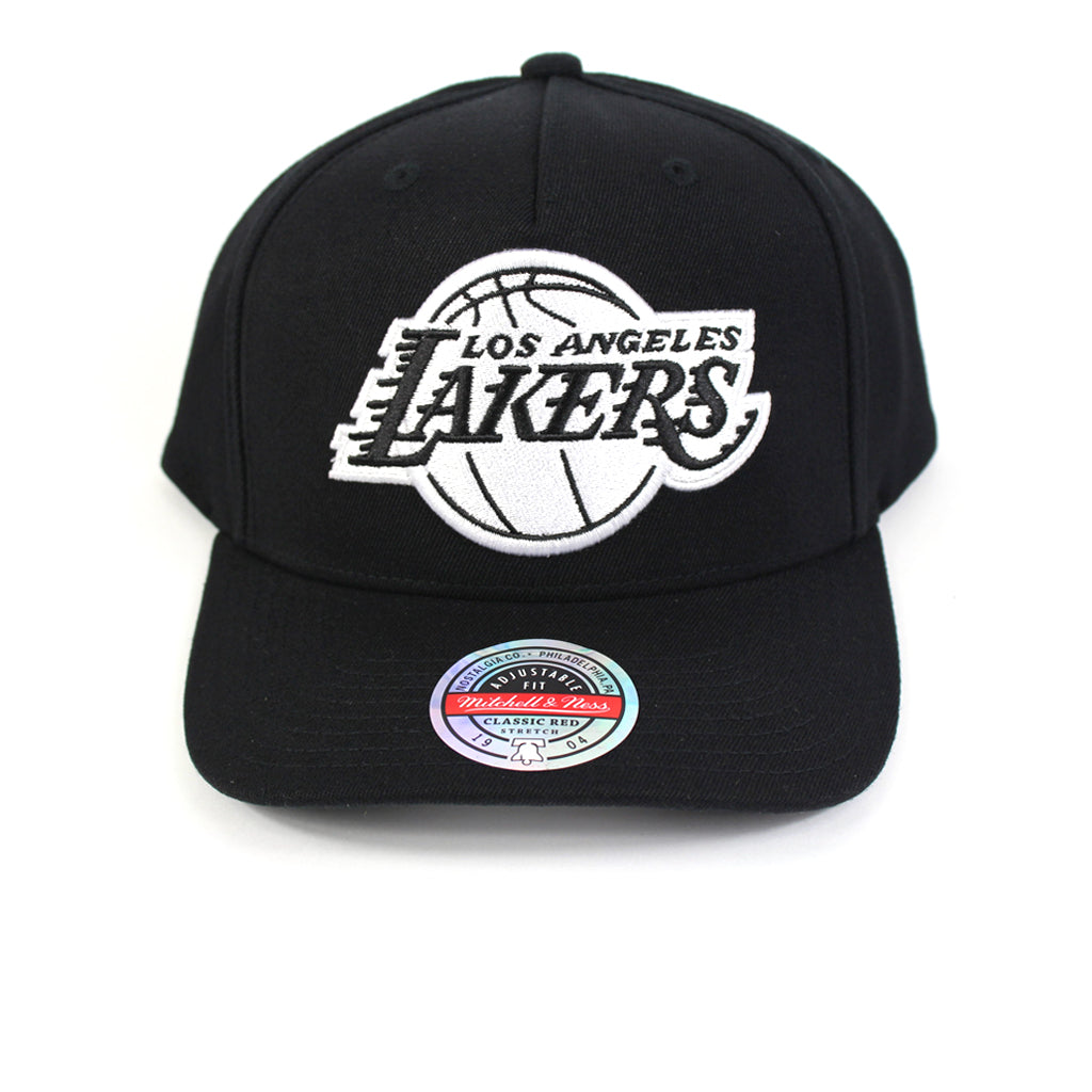 Mitchell and Ness LA Lakers Black White Logo Redline Snapback