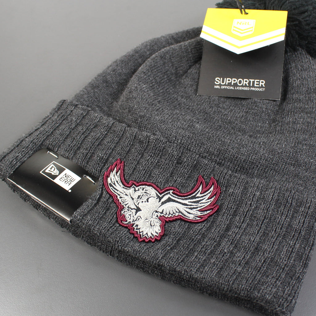 Manly Warringah Sea Eagles Beanie - Black Pop Knit NRL 2021 Winter Collection New Era