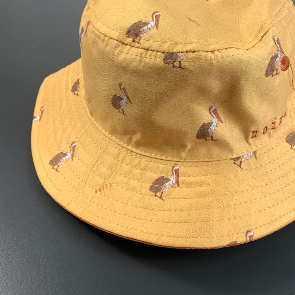 Dozer Baby Boys Bucket Hat Mustard Pelican Print Broulee