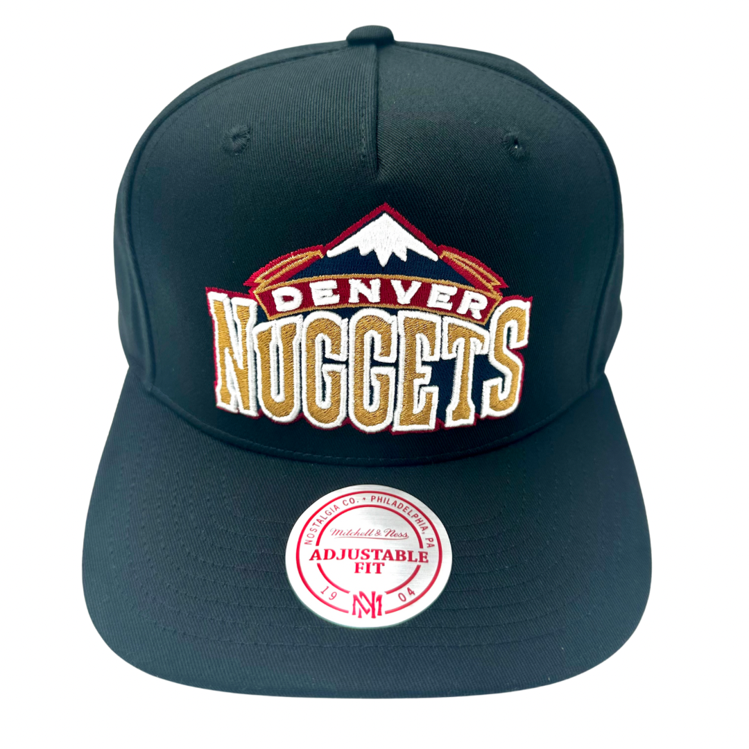 Denver Nuggets Hat - Black NBA Team Colour Logo MVP Hardwood Classic Snapback Cap - Mitchell & Ness