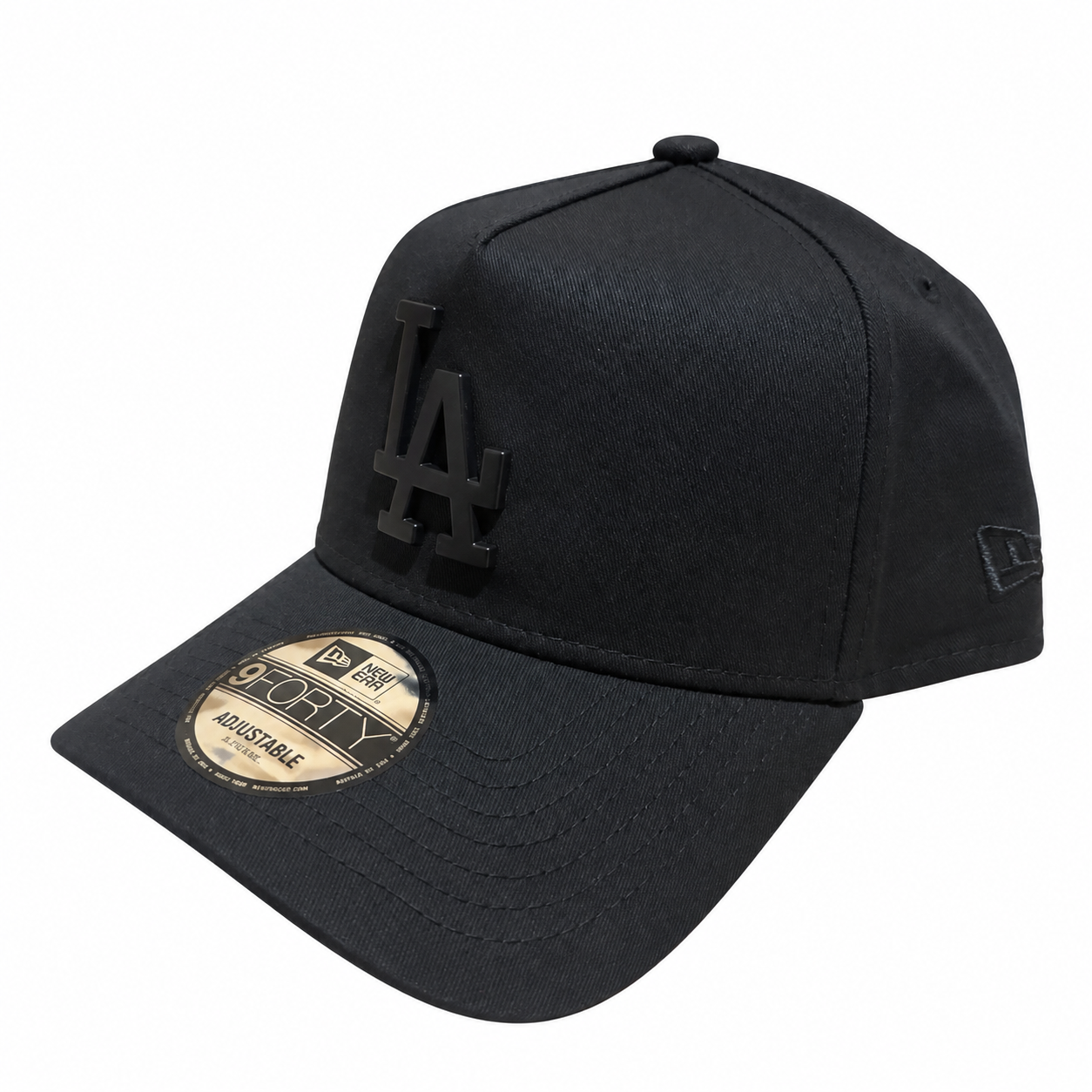 LA Dodgers Hat - Black on Black Metal Badge Best of Archive 9Forty A-Frame MLB Snapback Cap - New Era