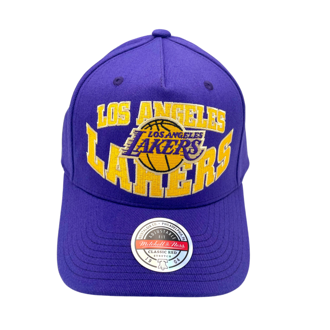 LA Lakers Hat - NBA Purple Lay up Stretch Classic Redline Snapback Cap - Mitchell & Ness