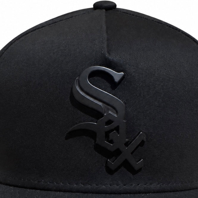 Chicago White Sox Hat - Black on Black Metal Badge Best of Archive 9Forty A-Frame MLB Snapback Cap - New Era