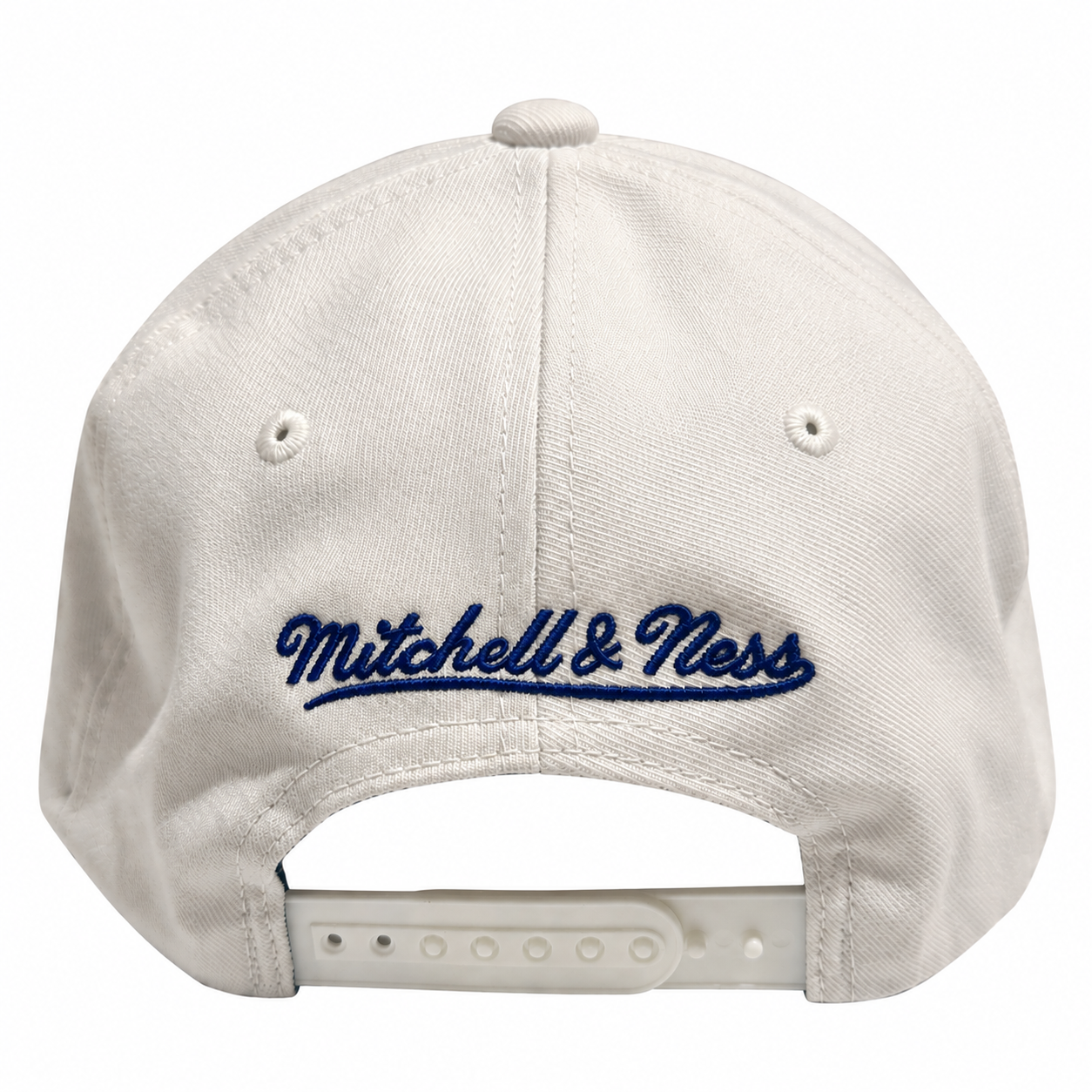 Oklahoma City Thunder Hat - Cream White Navy 110 Flexfit NBA Basketball Snapback Cap - Mitchell & Ness