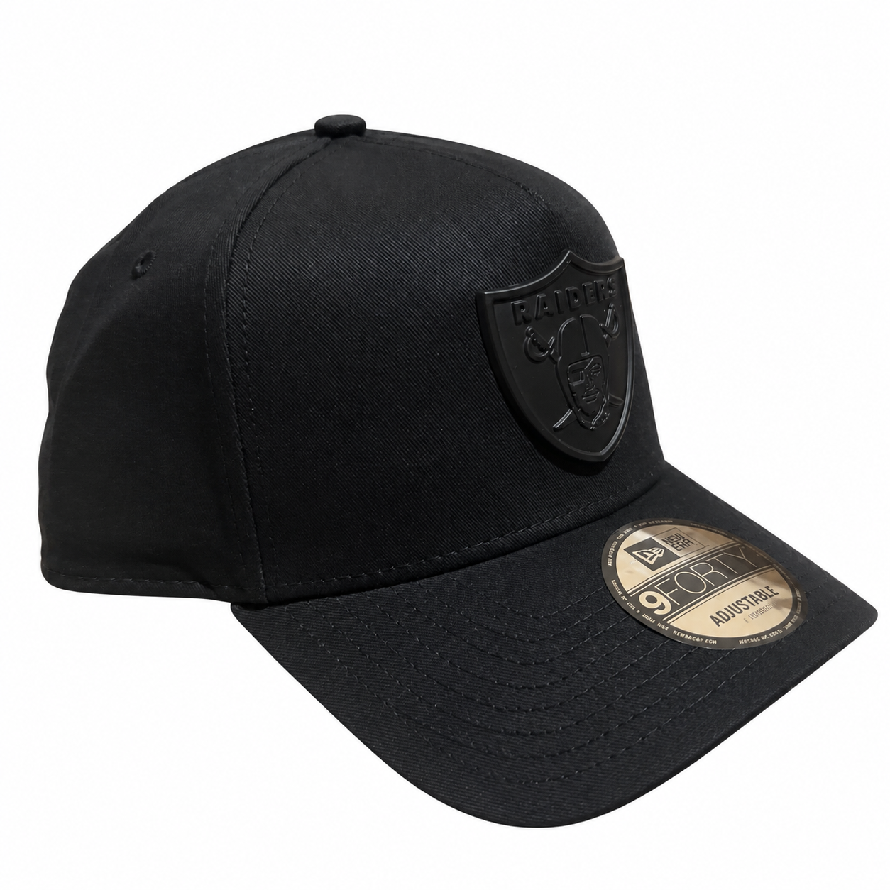 Las Vegas Raiders Hat - Black on Black Metal Badge Best of Archive 9Forty A-Frame NFL Snapback Cap - New Era