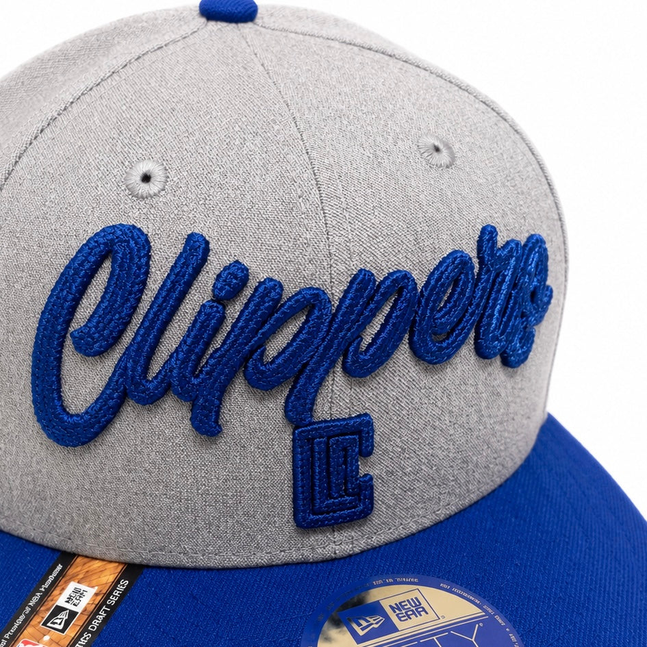 LA Clippers Hat - Vintage Grey Blue NBA 20 Draft 9Fifty Snapback Cap - New Era