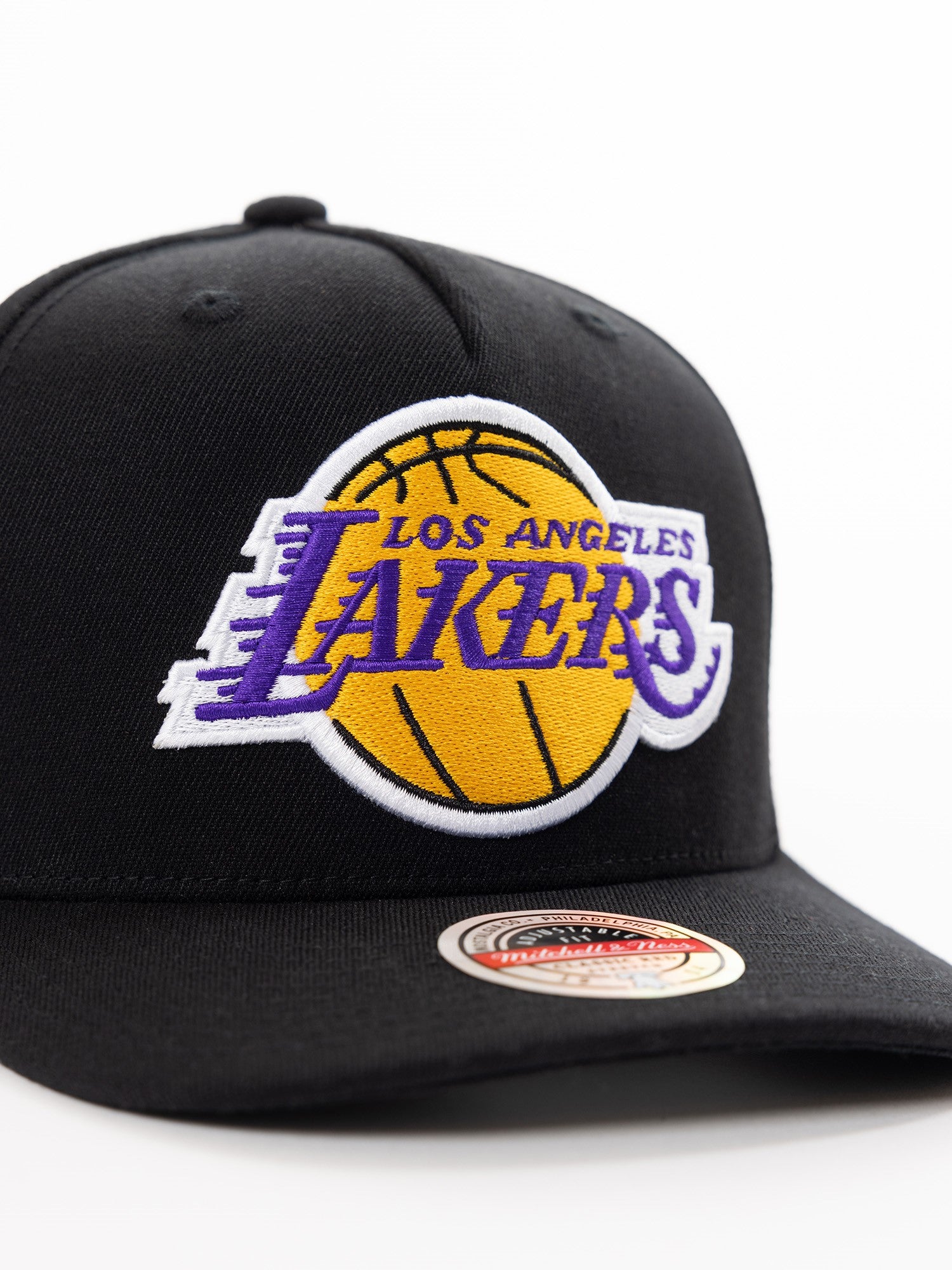 LA Lakers Hat - Black With Colour Logo Redline Snapback - Mitchell & Ness