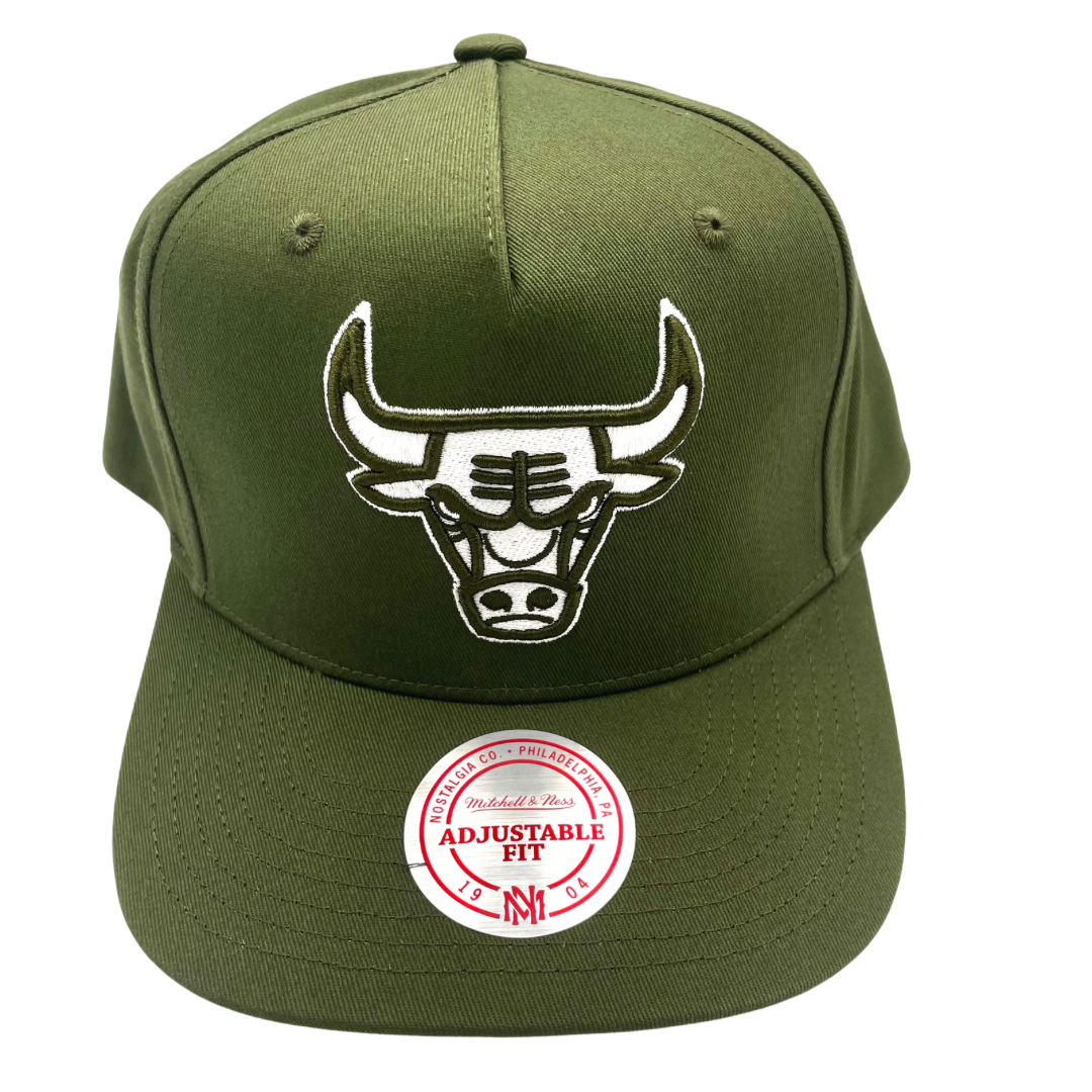 Chicago Bulls Hat - Olive NBA Core Sport OG Snapback Cap - Mitchell & Ness