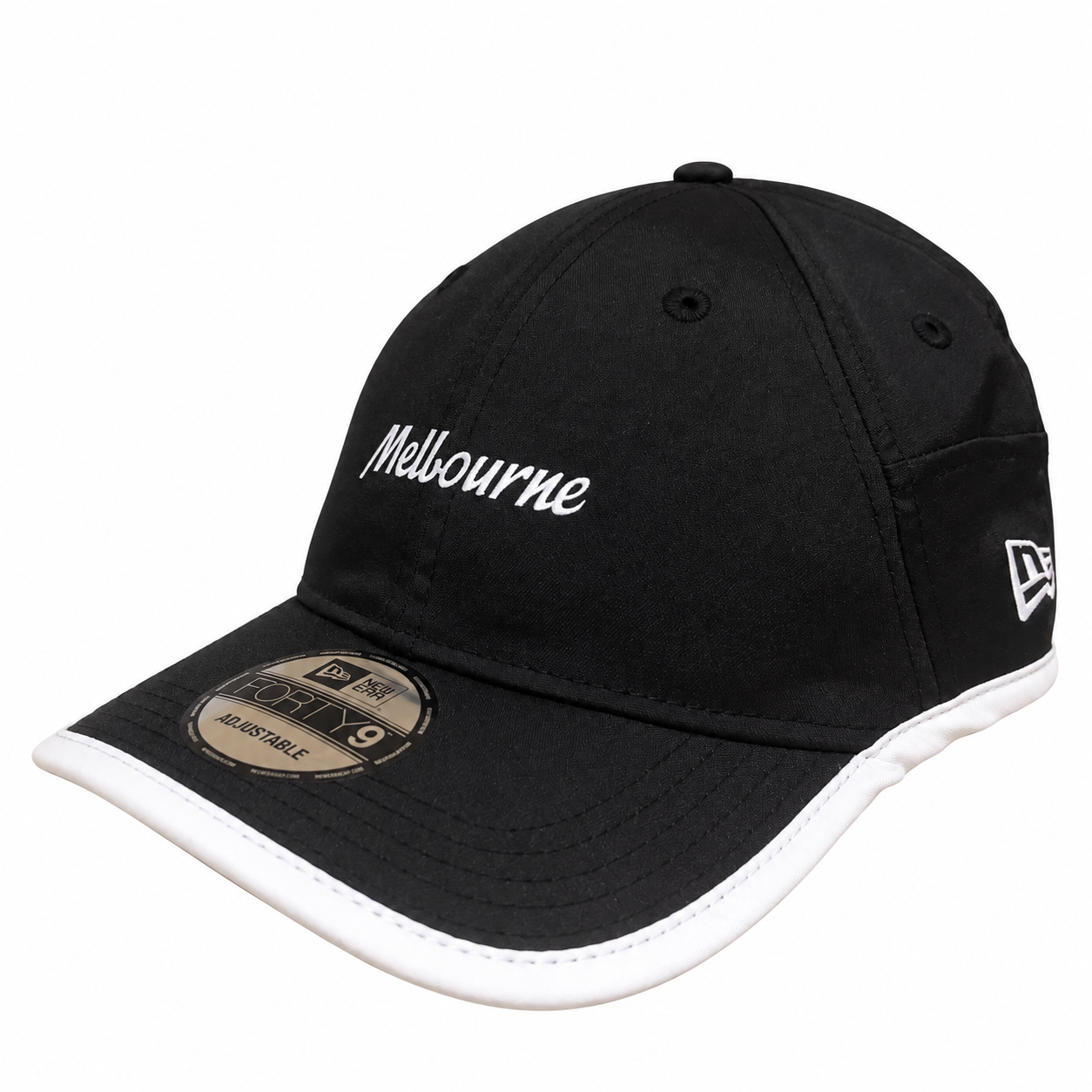 Australian Open Hat - Melbourne Black White Logo Curved Strapback - New Era