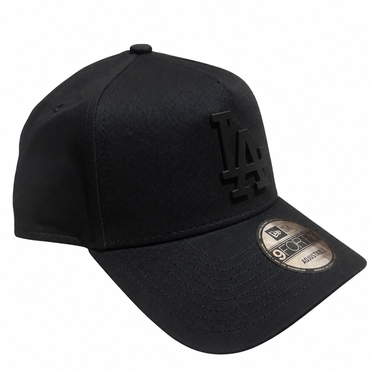 LA Dodgers Hat - Black on Black Metal Badge Best of Archive 9Forty A-Frame MLB Snapback Cap - New Era