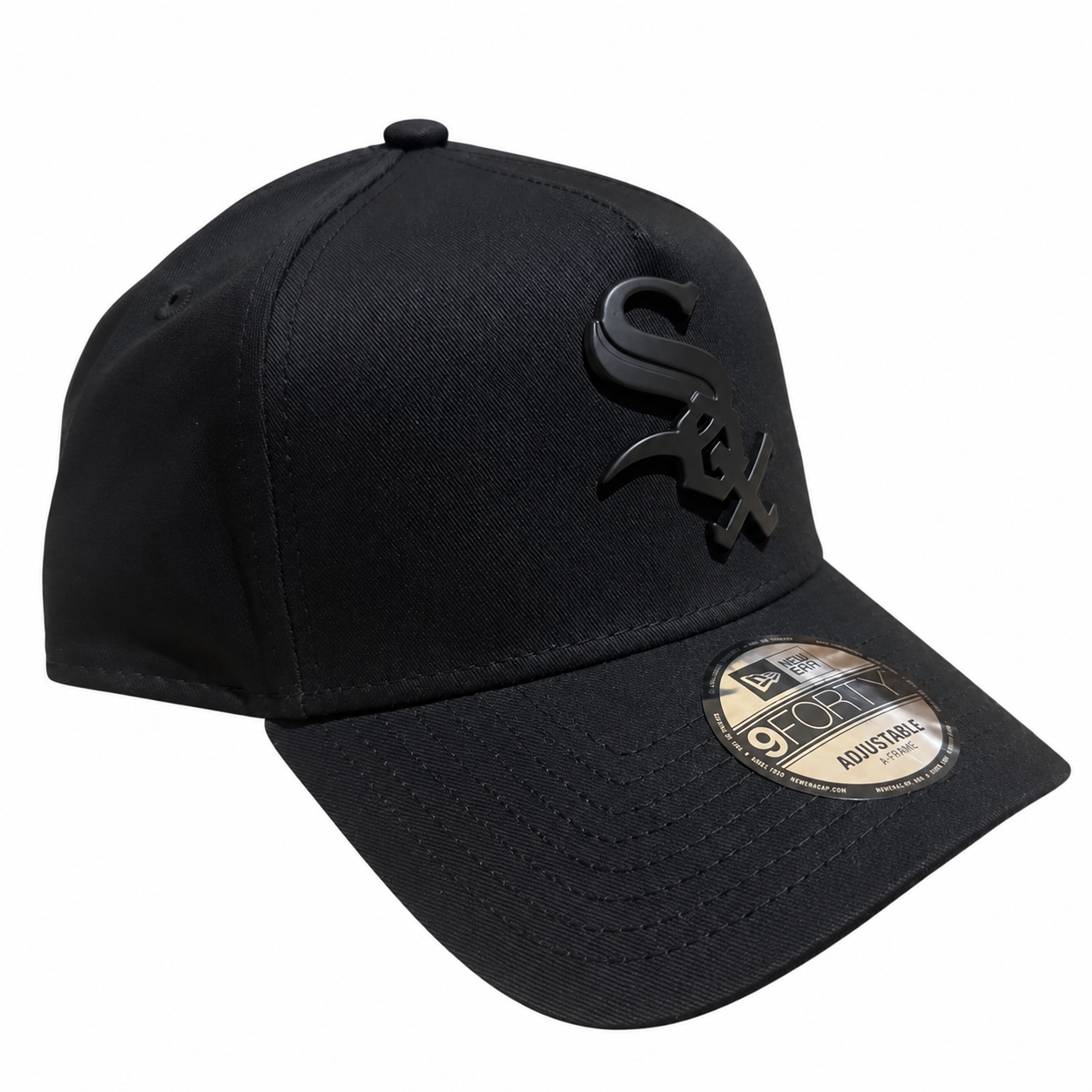 Chicago White Sox Hat - Black on Black Metal Badge Best of Archive 9Forty A-Frame MLB Snapback Cap - New Era