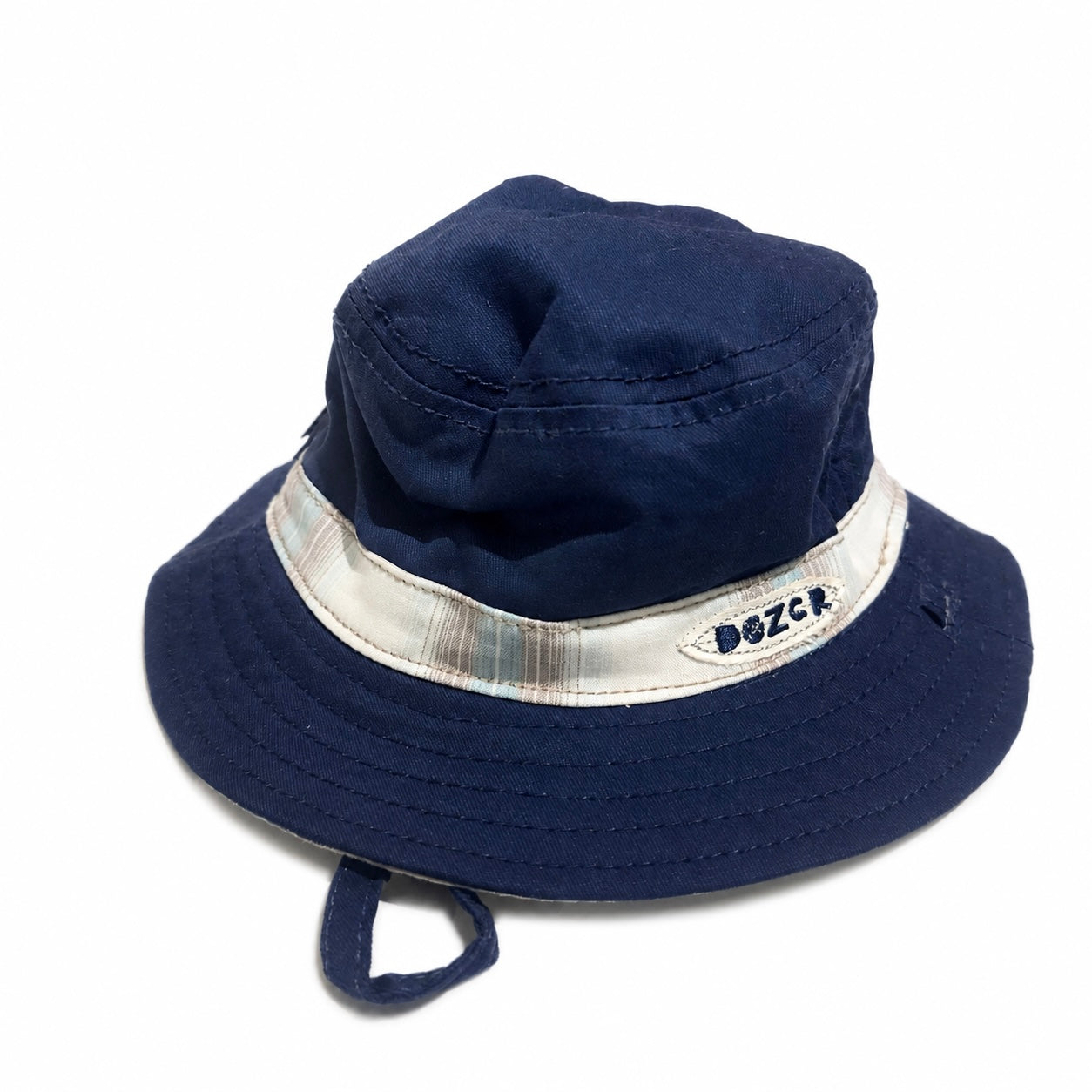Dozer Baby Boys Kids Bucket Hat - Navy Blue Plaid Reversible - Ethan - 50+ UPF Sun protection