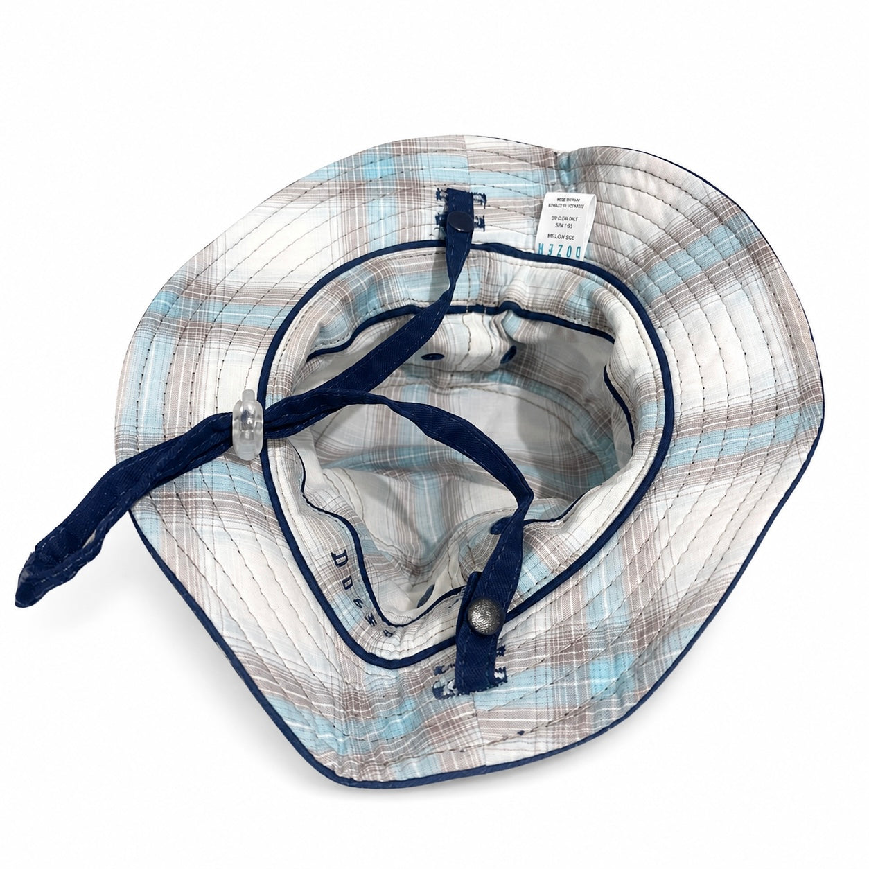 Dozer Baby Boys Kids Bucket Hat - Navy Blue Plaid Reversible - Ethan - 50+ UPF Sun protection