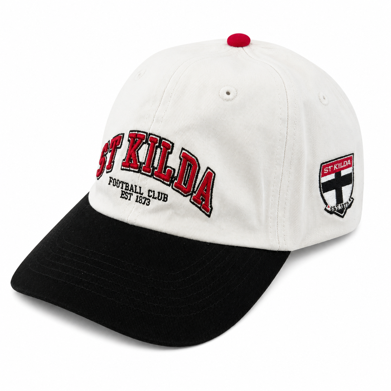 St Kilda Saints Hat - 2Tone Black White Unisex Essentials Strapback Cap - AFL Supporterwear