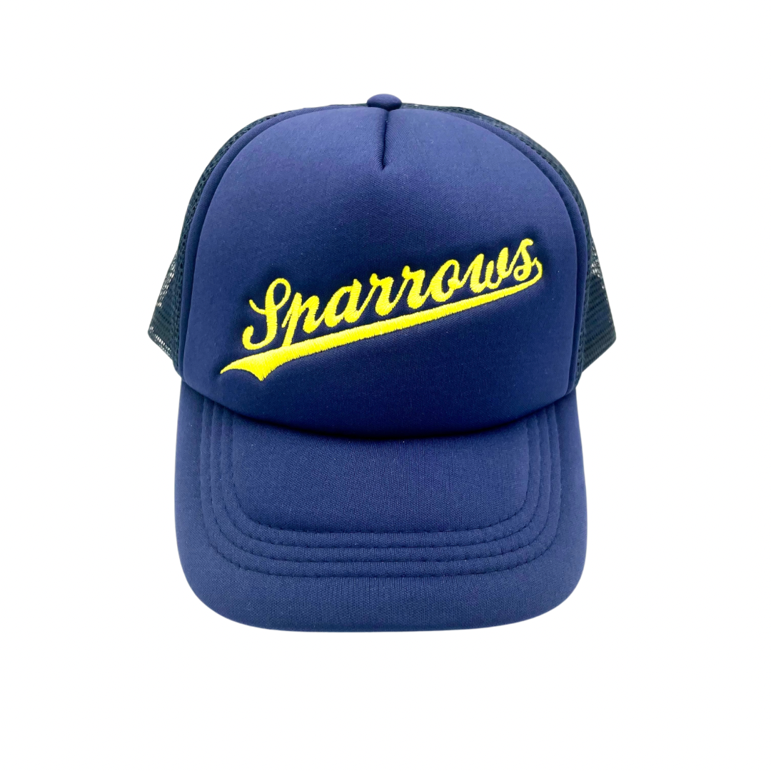 St Freddes Trucker Hat - Navy Blue Sparrows Script Foam Palette Trucker Snapback Cap
