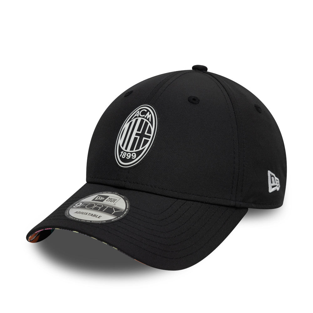 AC Milan Hat - Black Graffiti AOP UV Serie A 9Forty Strapback Cap - New Era