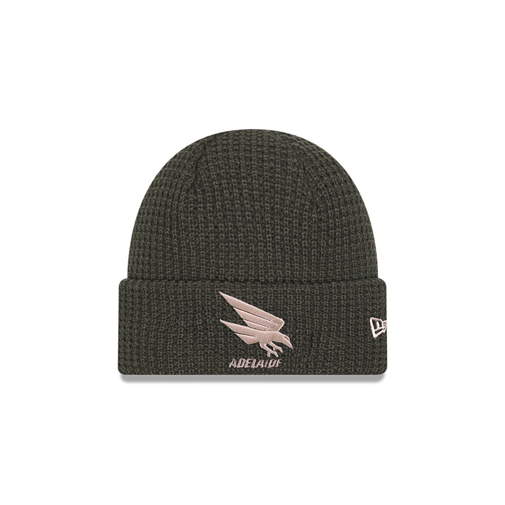 Adelaide Crows Beanie - 2025 AFL Dusty Charcoal Waffle Knit - New Era