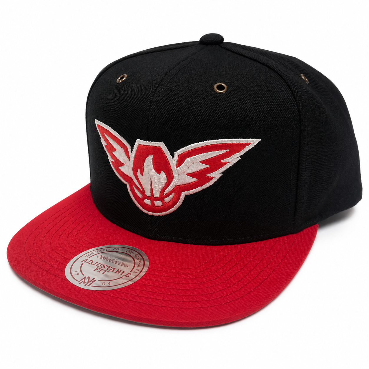 Atlanta Hawks Hat - NBA Black Red Swift Snapback Cap - Mitchell & Ness