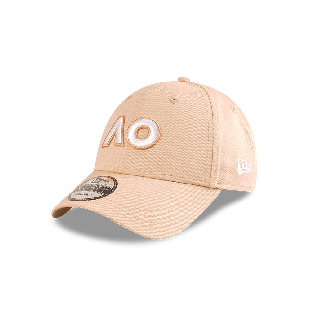 Australian Open Hat - 2025 Seasonal Outline AO Oat Milk Tennis 9Forty Strapback Cap - New Era