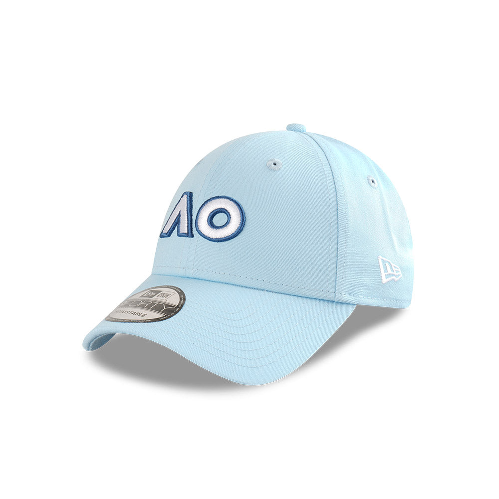 Australian Open Hat - 2025 Seasonal Outline AO Pastel Blue Tennis 9Forty Strapback Cap - New Era