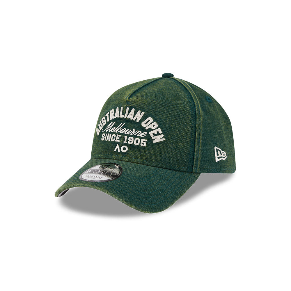 Australian Open Hat - 2026 Seasonal Script AO Dark Green 9Forty A-Frame Snapback Cap - New Era