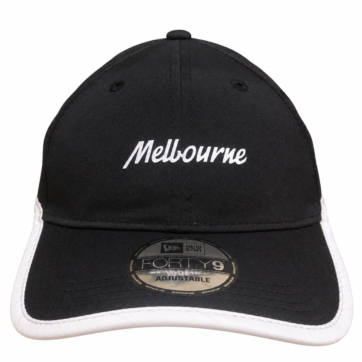 Australian Open Hat - Melbourne Black White Logo Curved Strapback - New Era