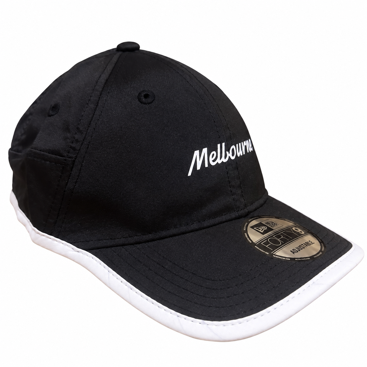 Australian Open Hat - Melbourne Black White Logo Curved Strapback - New Era