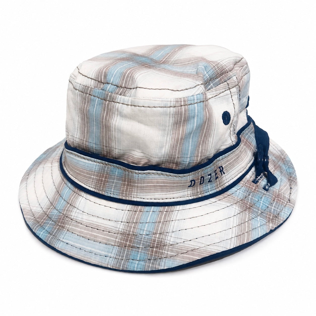 Dozer Baby Boys Kids Bucket Hat - Navy Blue Plaid Reversible - Ethan - 50+ UPF Sun protection